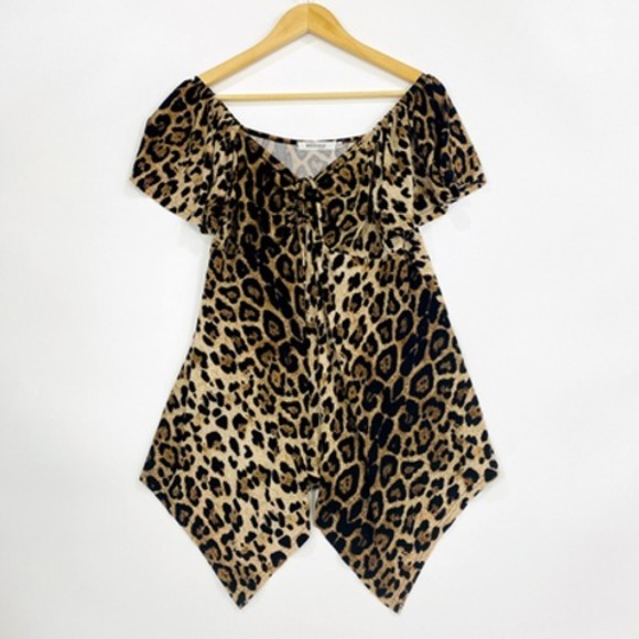 Mea Ore Tops - Mea Eor Women's Top Size XL Leopard Print Flowy Cap Sleeve V Neck Top